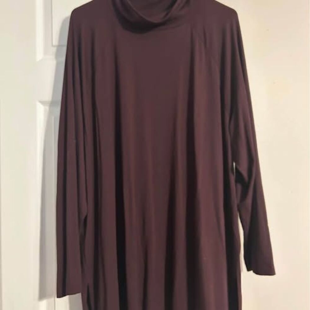 J.Jill Luxe Supima Everyday Turtleneck Tunic 3X Plum Long Sleeve Stretch